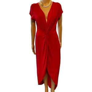 Rolla Coster Twist Front Knot Stretchy Casual Formal Wrap Maxi Dress Women Sz L